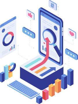 Isometric Digital Dashboard for Social Media Analytics and Trend Monitoring