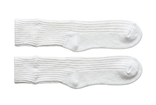 Pair of plain white ribbed socks isolated