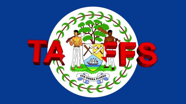 Belize Flag with Text: A stylized view of the flag of Belize, its vibrant blue backdrop forming the perfect canvas for patriotic representation, with superimposed text.