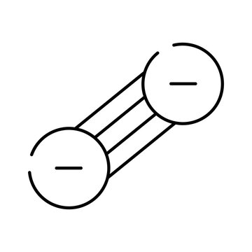 Two negative charges shown as particles repel each other with opposing vectors, illustrating electrostatic repulsion and electric force in a clean, minimal scientific diagram on white background