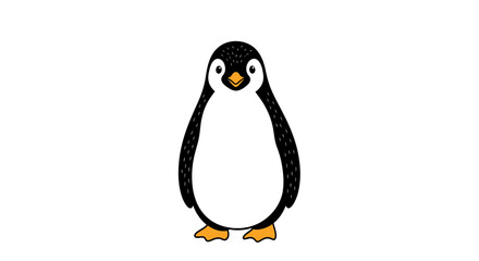 Cute cartoon penguin standing alone. © rohit