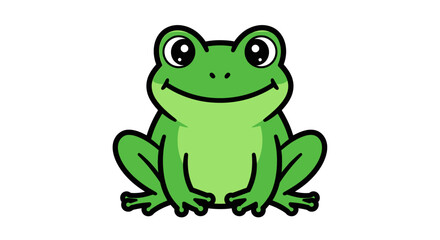 Fototapeta premium A cartoon green frog sitting down.