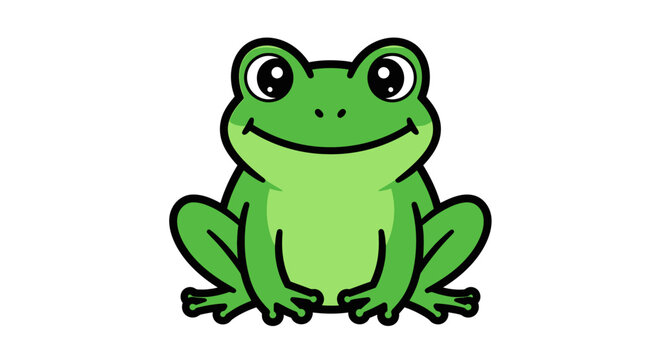 A cartoon green frog sitting down.