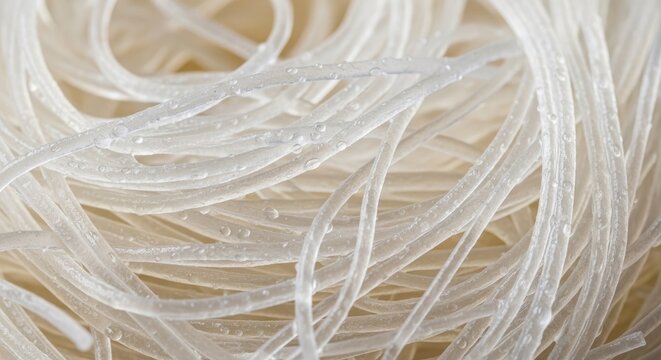 Close-up of transparent noodles texture.