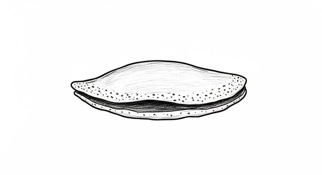 Detailed Black and White Illustration of a Fresh Oyster Shell.