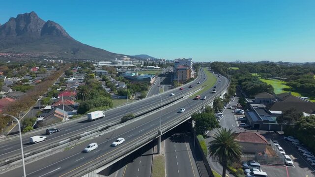 Cape Town from the air, drone shot around th southern Suburbs of Cape Town, South Africa