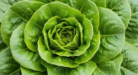 Fototapeta premium Spiraled romaine lettuce head with fresh green leaves
