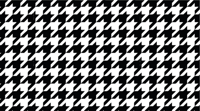 A classic black and white houndstooth pattern, a timeless and versatile geometric design, perfect for fashion and home decor applications