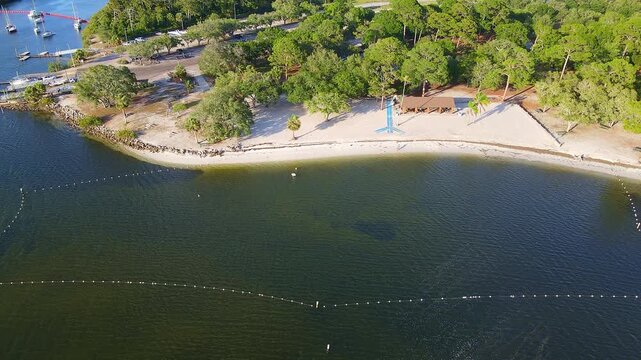 Anclote River Swim Beach with shark net in Holiday, Florida, USA
