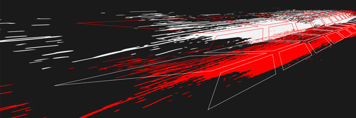 Tire tracks. Abstract wheel braking distance, tread silhouette brush. Isolated vector strip of cars or motorbikes. Vehicle tires, rubber road track, vector © faisol