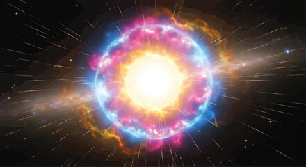 Fototapeta premium Vibrant Supernova Explosion in Space with Bright Light