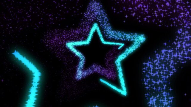 Futuristic Blue Purple Glitter Star Tunnel with Seamless Loop and Sparkling Particle Motion