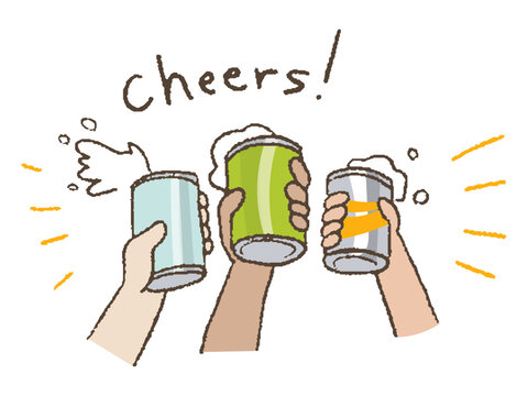 みんなで乾杯するイラスト