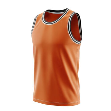 Blank Orange Basketball Jersey Mockup Isolated on White Background for Sports Team Uniform Design