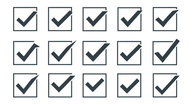 Uniform grid of checked boxes symbolizing verification and approval icons.