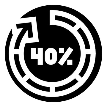 Modern circular icon showing 40 percent progress or discount, clean vector design for business, finance and tech uses in apps, reports, infographics, ui and marketing materials