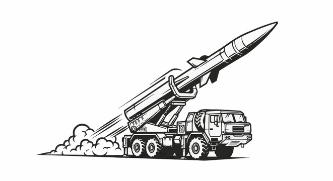 A powerful missile launcher vehicle fires a projectile with smoke