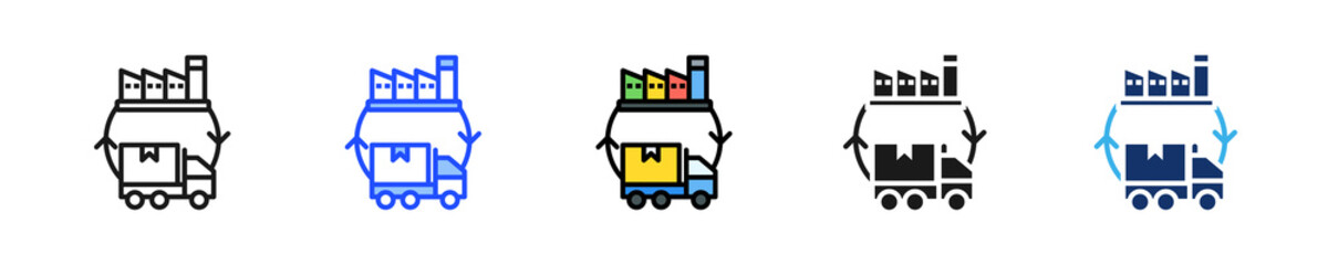 Naklejka premium Supply Chain View Icon Collection With Multiple Styles