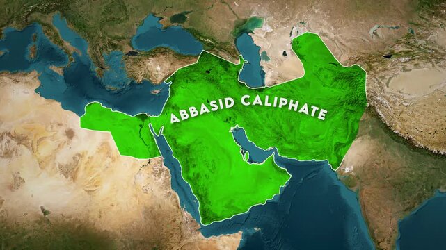 Abbasid Caliphate Map Animation around 800 AD. Historical map animation of the Abbasid Caliphate. 4k.