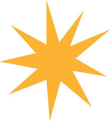 Fototapeta premium Yellow star spark shape icon, vector doodle festive shine firework burst, space decoration, childish paint art