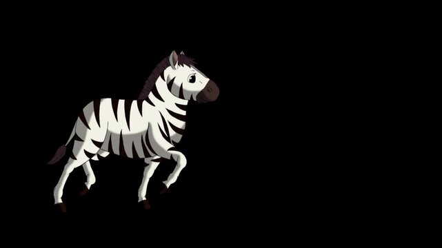 Cartoon Zebra alpha matte 2D animation HD