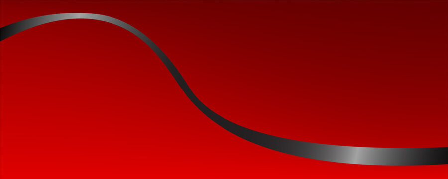 Abstract red background with black ribbon in the form of waves. Vector illustration of background