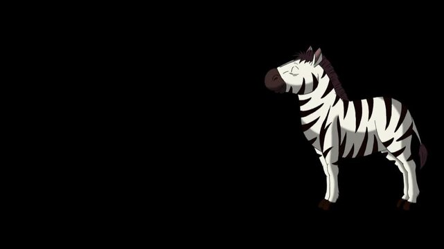 Cartoon Zebra alpha matte 2D animation HD