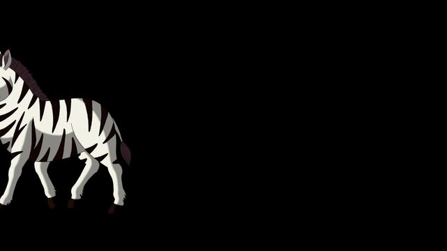 Cartoon Zebra alpha matte 2D animation HD