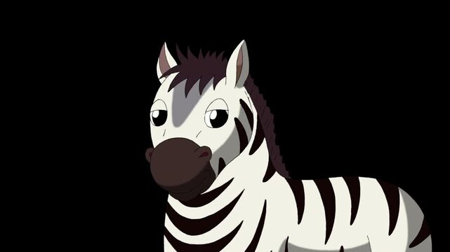 Cartoon Zebra alpha matte 2D animation HD
