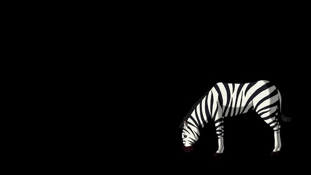 Cartoon Zebra alpha matte 2D animation HD