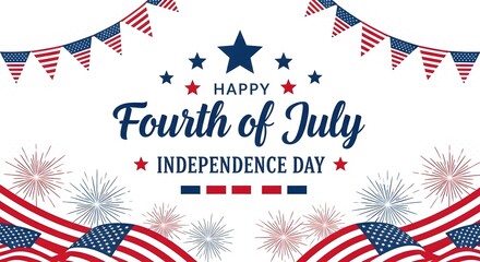 Obraz premium Happy fourth of july independence day greeting card isolated on white background