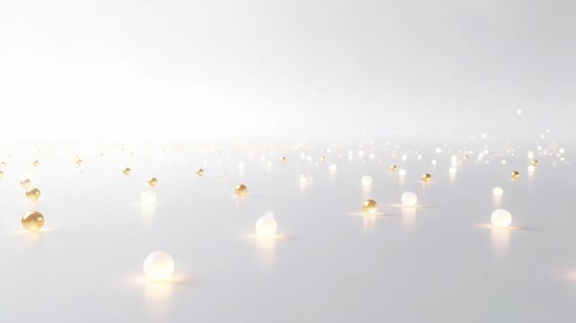 Golden spheres on white surface