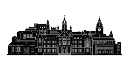 Obraz premium Aberdeen University Silhouette ? Academic Institution Landmark Graphic Illustration
