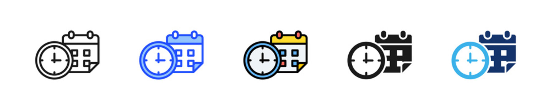 Time Management Clash Icon Collection With Multiple Styles