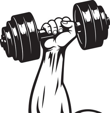 Fitness, workout, dumbbell, hand, vector, black, illustration, exercise, gym, weightlifting
