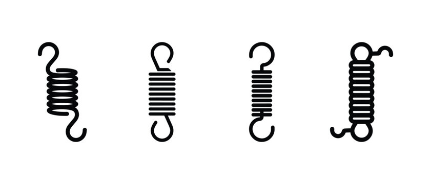 Industrial tension spring and extension coil icon set