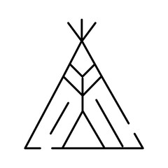 Tipi tent, an iconic traditional shelter and dwelling, symbolizes indigenous homes, tribal culture, camping, and outdoor adventure with its simple geometric outline design © vectorwin