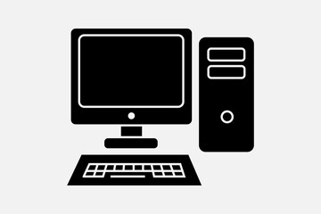 Fototapeta premium This image features a classic, minimalist icon representing a desktop computer system.