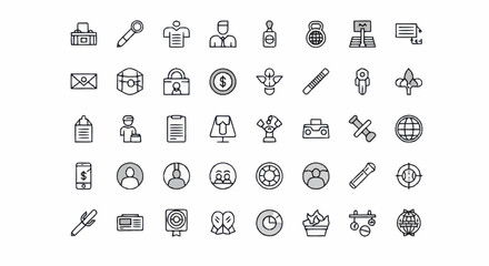 Fototapeta premium Black and white business icons.