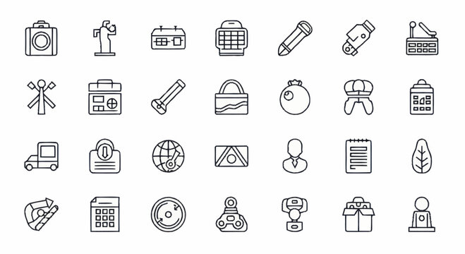 Collection of business icons and symbols.