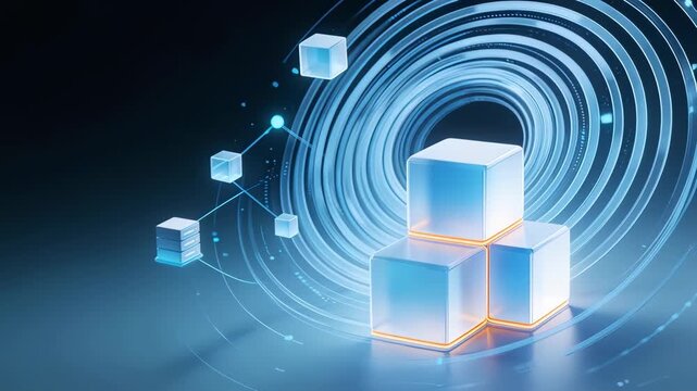 Abstract digital network with cubes