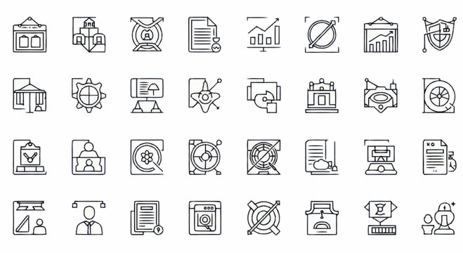 Business icons on white background.