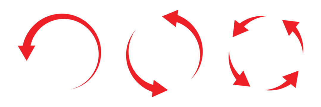 Dual semi circle arrow set .Replaceable Design, Two side arrow icon symbol, app and logo design, red blue arrow icon ,Vector illustration . EPS 10 .