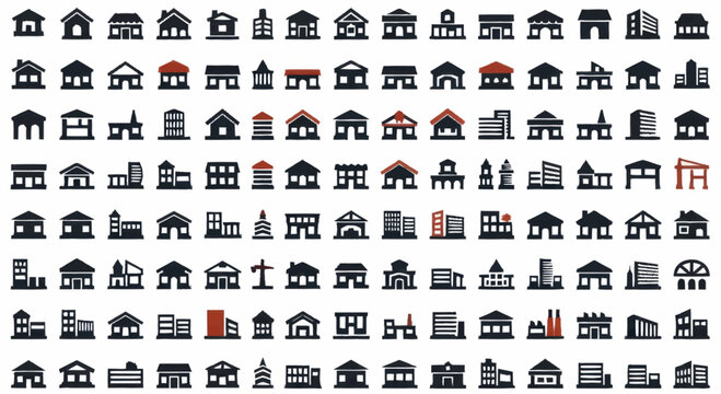 Various house and building icons.