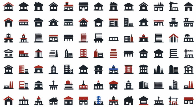 Various house and building icons set.