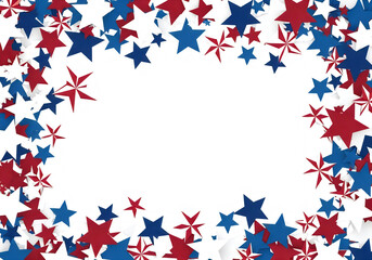 Fototapeta premium Red and blue stars border pattern for american patriotic holiday celebration and festive party background design