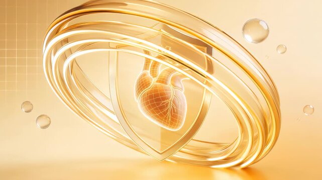 Golden heart shield with bubbles