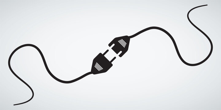 Electric Plug Disconnected Illustration, Digital Detox and Offline Concept, Power Failure and Energy Saving Banner