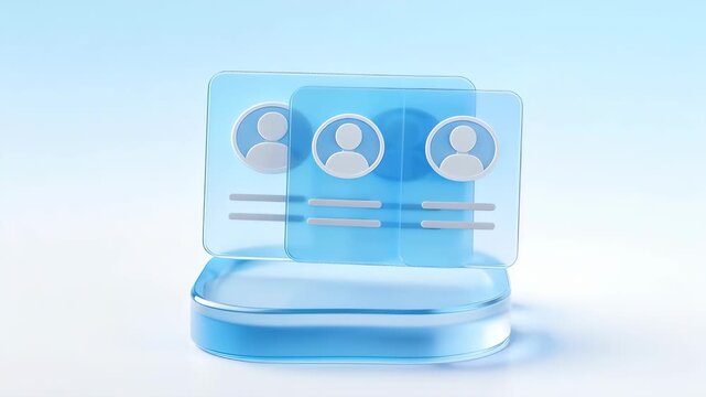 Blue transparent identity cards on stand