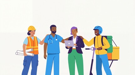 Obraz premium International Workers' Day Diverse Female Workers Empowerment Flat Illustration